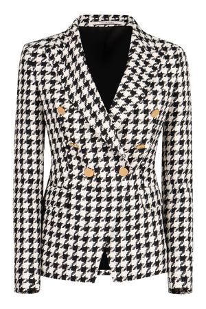 Houndstooth double breast blazer-0